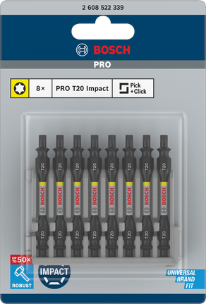 Bosch PRO T20 ударни битови, пакет од 8.