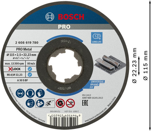 Bosch PRO диск за сечење метала 115 mm X-Lock.