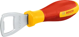 Bosch отварач за флаше са црвено-жутом дршком.