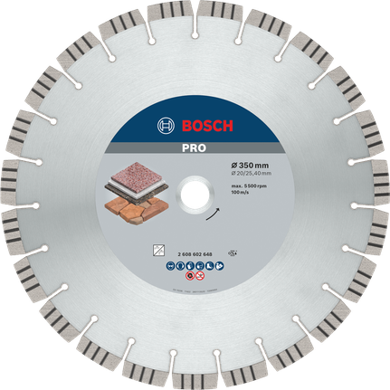 Bosch ПРО дијамантски диск за камен, 350 мм за сечење камена.