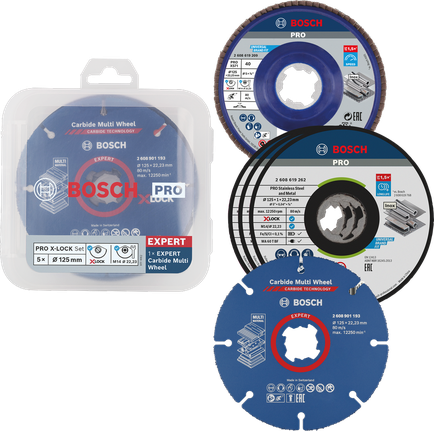 Bosch PRO сет за сечење и брушење X-Lock 125 mm, 5 делова.