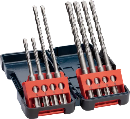 Bosch сет од 8 делова за ударне бургије SDS plus-3 у кутији Tough Box.