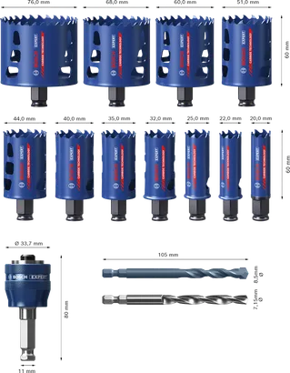 Bosch EXPERT Multi Material Power Change Plus сет кружних тестера, 14 делова.