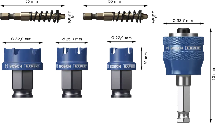 Bosch EXPERT сет кружних тестера за лим Power Change Plus, 6 делова.