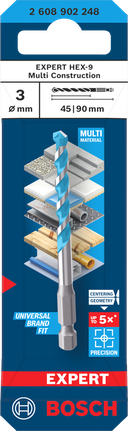 Паковање бургија Bosch EXPERT HEX-9 3×90 mm.