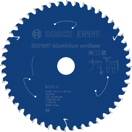 Bosch EXPERT алуминијумски акумулаторски кружни лист тестере, 48 зубаца.