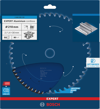 Bosch EXPERT Алуминијумски акумулаторски кружни лист тестере 210×2/1,4×30 мм T66.