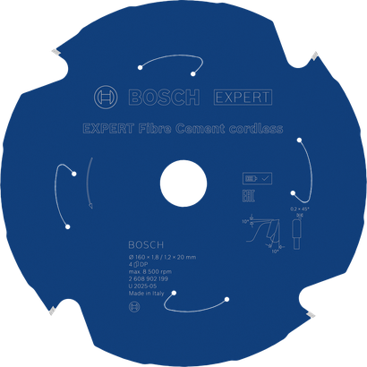 Bosch EXPERT акумулаторски кружни лист тестере за фиберцемент, 160 мм.