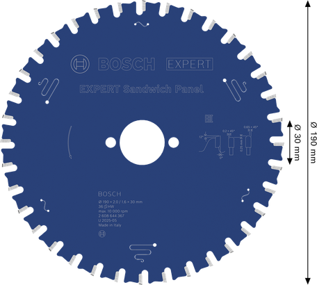 Bosch EXPERT сечиво кружне тестере за сендвич панеле, 190 мм.