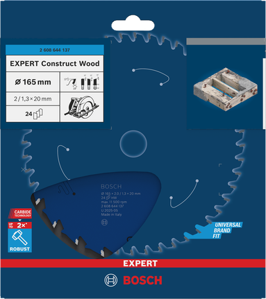 Bosch Експерт Констракт Вуд лист тестере Т24 165 мм.