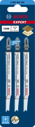 Bosch EXPERT Wood сечива за убодну тестеру T308B, двострано чишћење, пакет од 3.