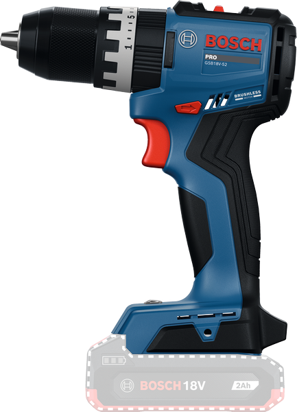 Bosch GSB18V-52 акумулаторска бушилица од 18V са батеријом од 2Ah.