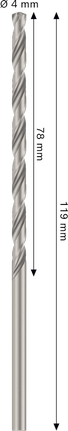 Bosch PRO Metal HSS-G спирална бургија од 4 mm, дужине 119 mm.