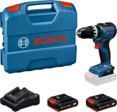 Bosch GSB 18V-52 акумулаторска бушилица са кутијом и батеријама.