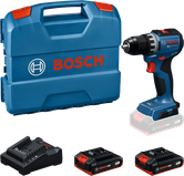 Bosch GSR 18V-52 акумулаторска бушилица са батеријама и кућиштем.