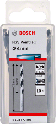 مجموعة رؤوس مثقاب Bosch HSS PointTeQ مقاس 4 مم.