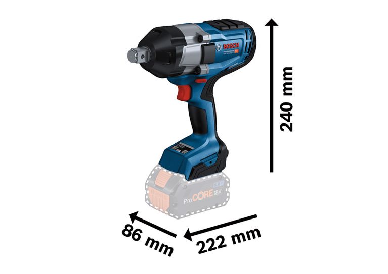 مفتاح ربط لاسلكي Bosch GDS 18V-1050 H، أقصى عزم 1050 نيوتن متر.