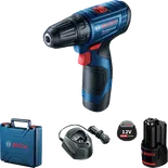 مجموعة المثقاب اللاسلكي Bosch GSR 120-LI مع بطارية وحقيبة.