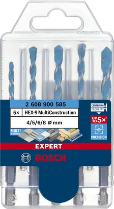 مجموعة مثقاب Bosch EXPERT HEX-9 MultiConstruction مقاس 4/5/6/8 مم.