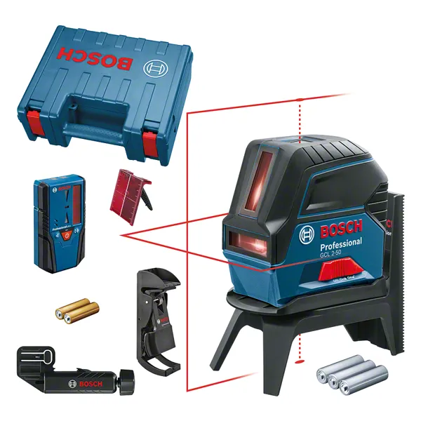 أداة تسوية الليزر Bosch GCL 2-50 مع الملحقات.