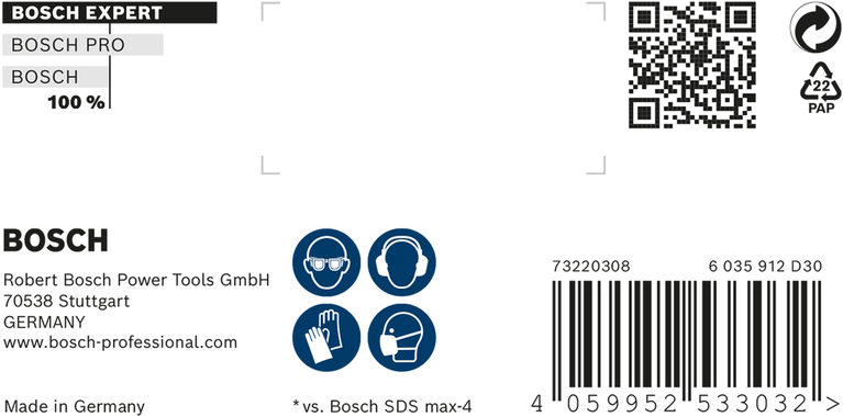 عبوة مثقاب Bosch EXPERT SDS max-8X 20×400×520 مم.