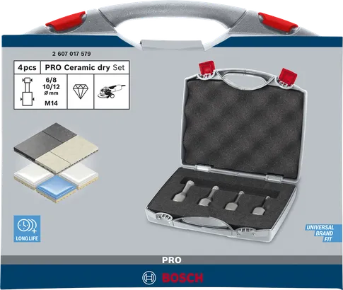 مجموعة قواطع السيراميك الجافة Bosch PRO مكونة من 4 قطع.