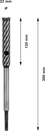 مثقاب قطع حديد التسليح Bosch PRO SDS plus مقاس 22 × 300 ملم.