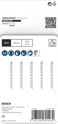 شفرات بانوراما Bosch PRO Plastics PP clean T102D مقاس 100 مم، 5 قطع.