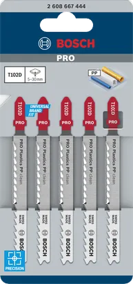 شفرات بانوراما Bosch PRO Plastics PP clean T102D مقاس 100 مم، 5 قطع.