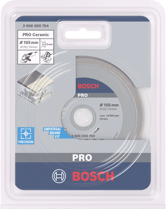 قرص الماس الخزفي Bosch PRO مقاس 105×20/16 مم.