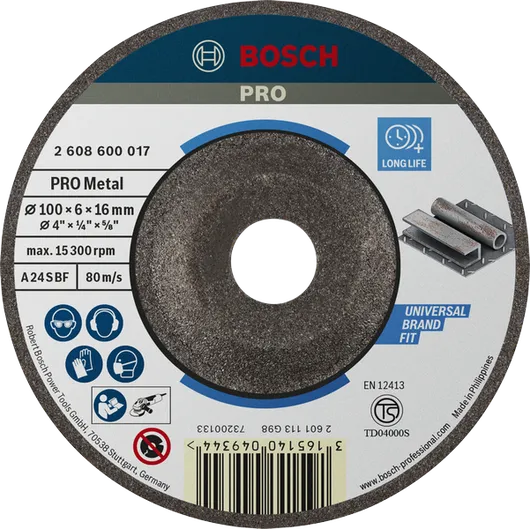 قرص طحن المعادن Bosch PRO، 100 × 6 × 16 ملم.