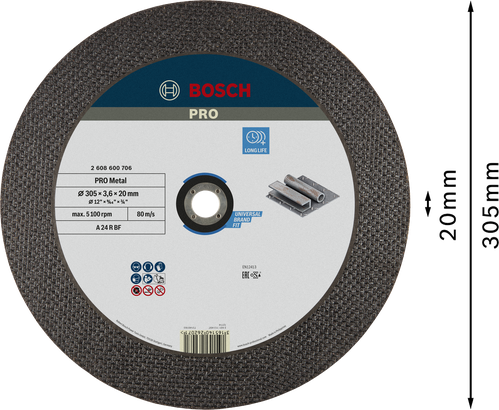 قرص قطع المعادن Bosch PRO 305 × 3.6 × 20 ملم.