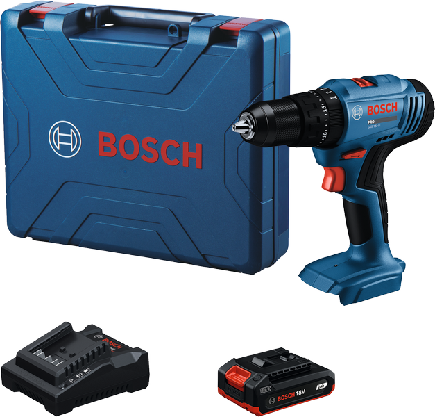 مجموعة مثقاب لاسلكي Bosch GSB 18V-50 مع بطارية وشاحن.