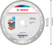 قرص قطع الماس التوربيني متعدد المواد من Bosch 230 مم.