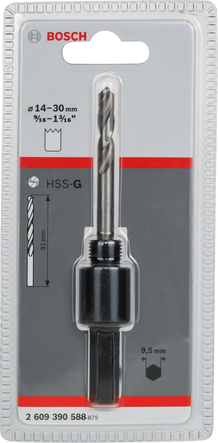 Bosch hexagon socket adapter for 14-30 mm hole saws.