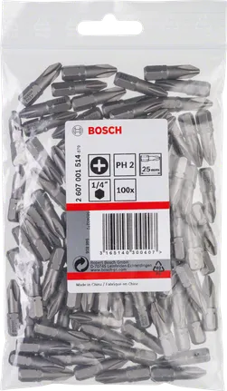 Bosch PH2 25mm Extra Hard screwdriver bits 100-pack.
