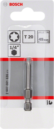 Bosch T20 1/4″ 49mm Extra Hard screwdriver bit.