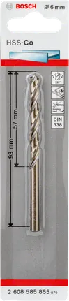 Bosch 6 mm HSS-Co metal drill bit.