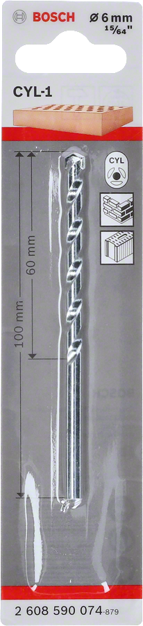 Bosch CYL-1 masonry drill bit 6 mm for concrete and stone.