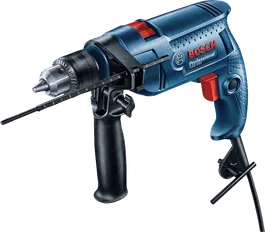 Bosch GSB 550 impact drill with side handle.