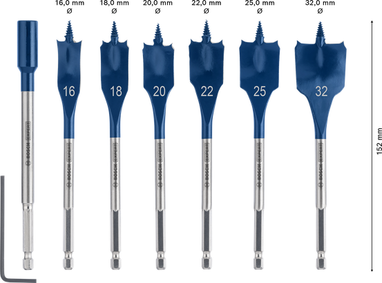 Bosch EXPERT Self Cut Speed Spade Drill Bit Set 7-piece.