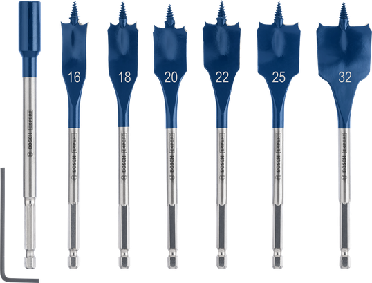 Bosch EXPERT Self Cut Speed spade drill bit set 7-piece.