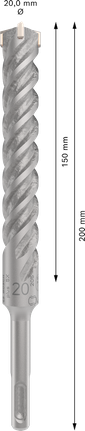 Bosch PRO SDS plus-5X 20mm hammer drill bit, 200mm length.