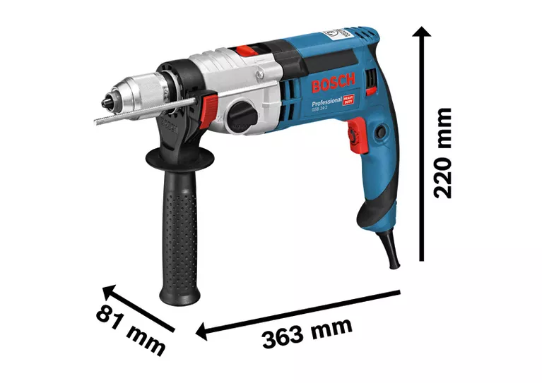 Bosch GSB 24-2 impact drill with side handle.
