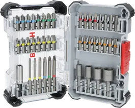 Bosch Extra Hard Screwdriver Bit Set 43 pcs in display case.