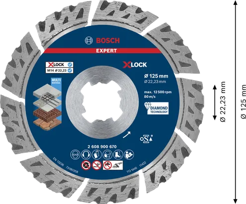 Bosch EXPERT MultiMaterial X-LOCK diamond cutting disc 125mm.