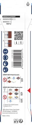 Bosch EXPERT HEX-9 Hard Ceramic and Multi Construction drill bits, 6 mm.
