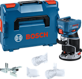 Bosch GKF 18V-8 cordless router set with case.