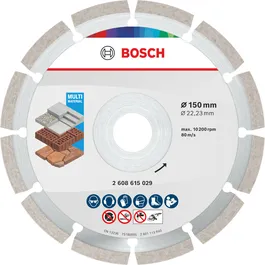 Bosch Multi Material Diamond Cutting Disc 150 mm for various building materials.