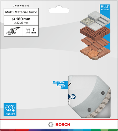 Bosch Multi Material turbo diamond cutting disc 180 mm.